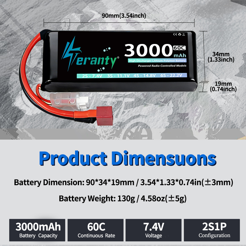 Batería Lipo TERANTY 2S 3000mA - Rc Helicopter Battery reseña y precio